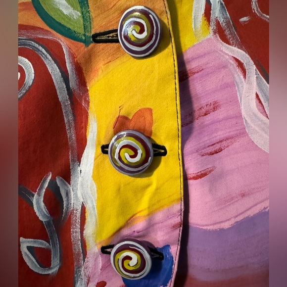 VTG Wearable Art NYC SilkScapes HandPainted Pop-Art Colorful Hearts Vest Silk - Picture 2 of 16